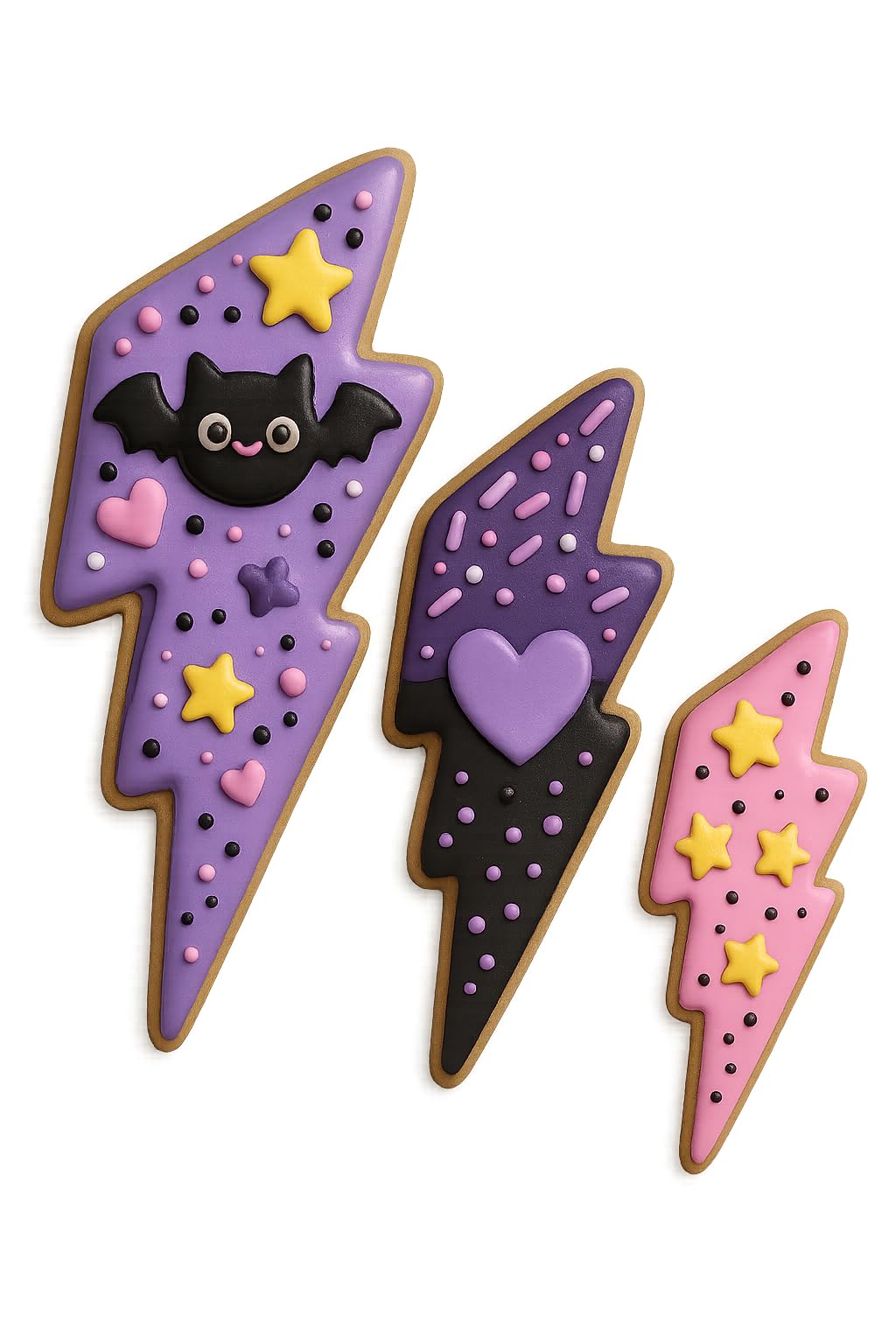 Mighty Gadget Lightning Bolt Cookie Cutter Set - 3 Sizes (4.5", 3.5", 2.5") - Thunderbolt Shape, Baking & Crafting