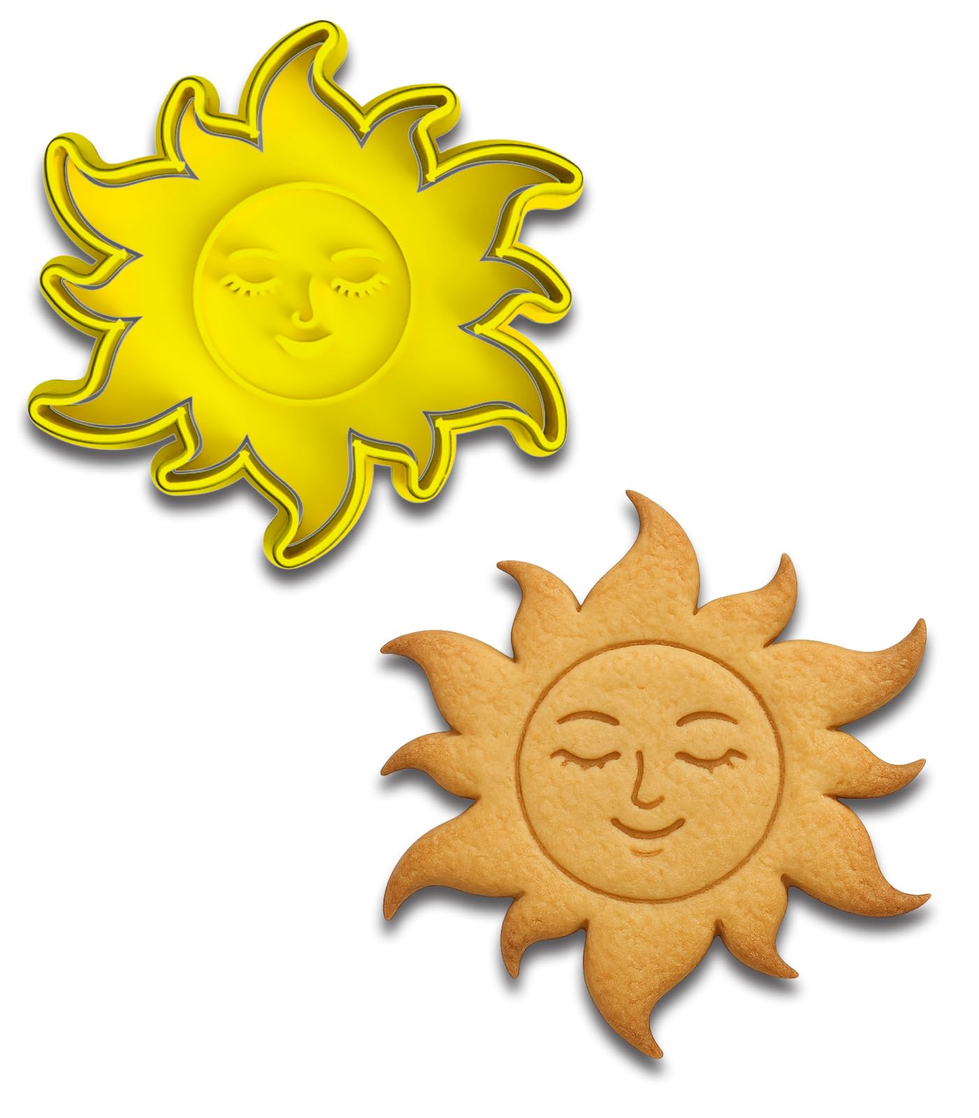 Mighty Gadget Celestial Sun Cookie Cutter & Stamp Set - 4x3.95 Inches, Perfect for Sun-Themed Baking and Crafts