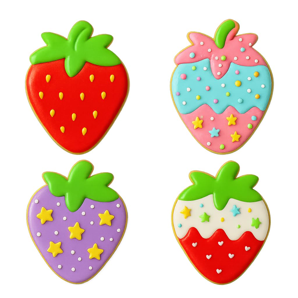 Mighty Gadget Strawberry Cookie Cutter & Stamp - 4x3.2" Perfect Sweet Treat Design for Summer Baking (Random Color)