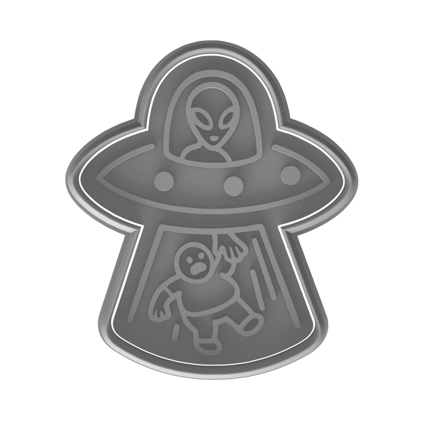 Mighty Gadget Alien Abduction of Chubby Man Cookie Cutter & Stamp - 4x3" Unique Design for Sci-Fi Fans (Random Color)