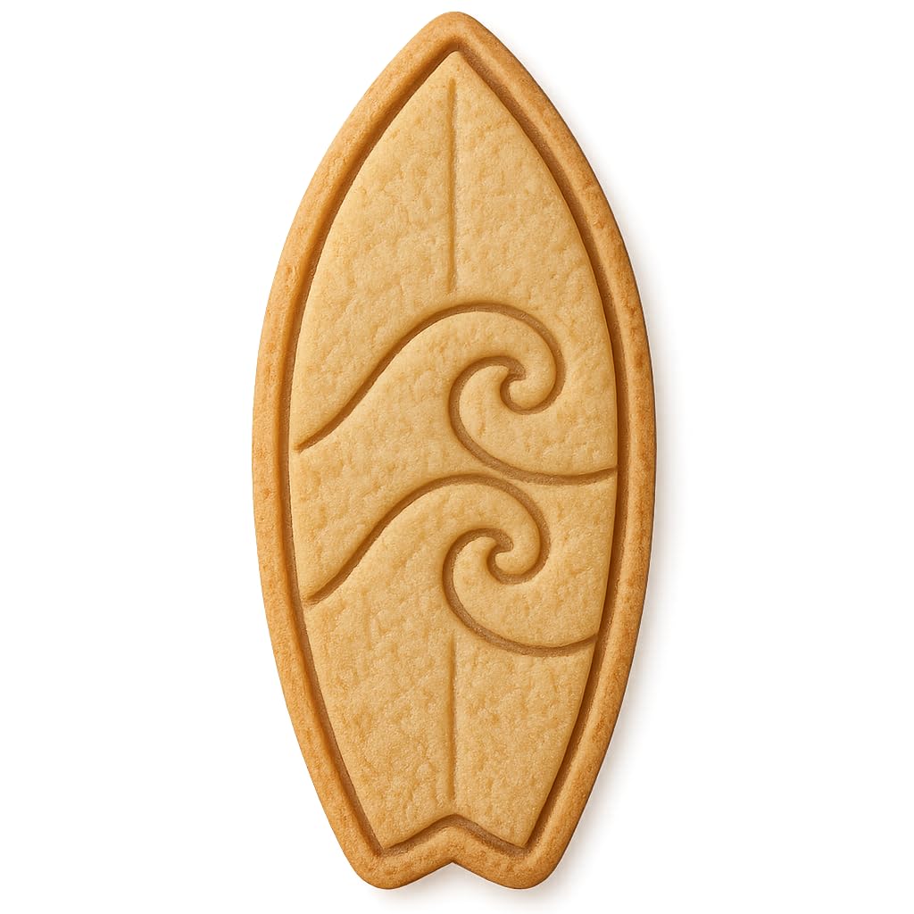 Mighty Gadget Surfboard with Waves Cookie Cutter & Stamp - 4x1.75" Perfect for Summer Beach Parties (Random Color)
