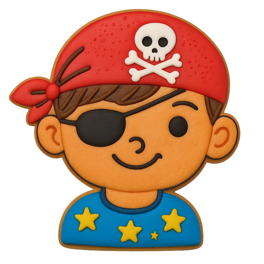 Pirate Boy Cookie Cutter & Stamp Set – 4x3.86" Fun Pirate Head Design for Kids' Party Baking (Random Color)