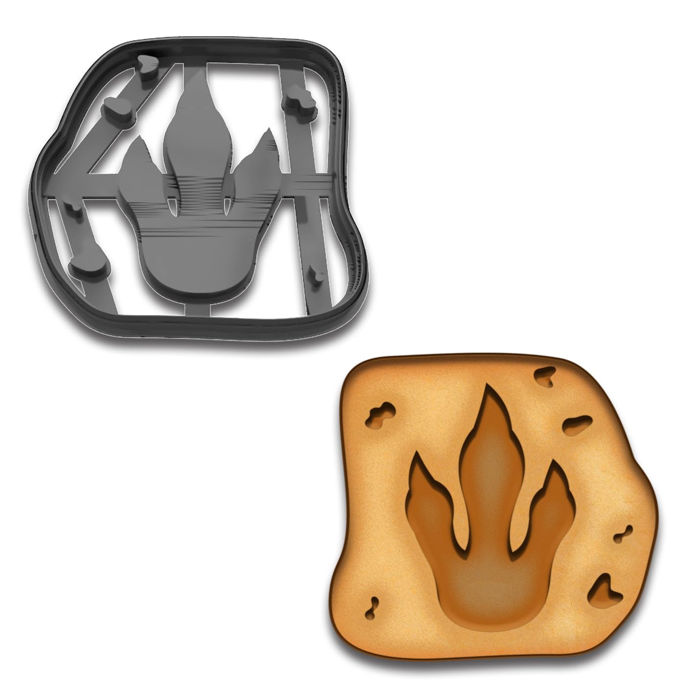 T-Rex Fossil Cookie Cutter Stamp - 4x3.74", Dino Footprint Design for Jurassic Parties & Baking Fun (Random Color)
