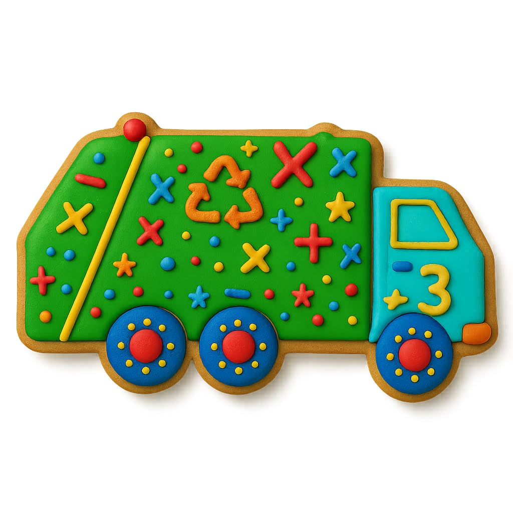 Garbage Truck Cookie Cutter & Stamp for Baking Fondant Clay Embosser Gifts