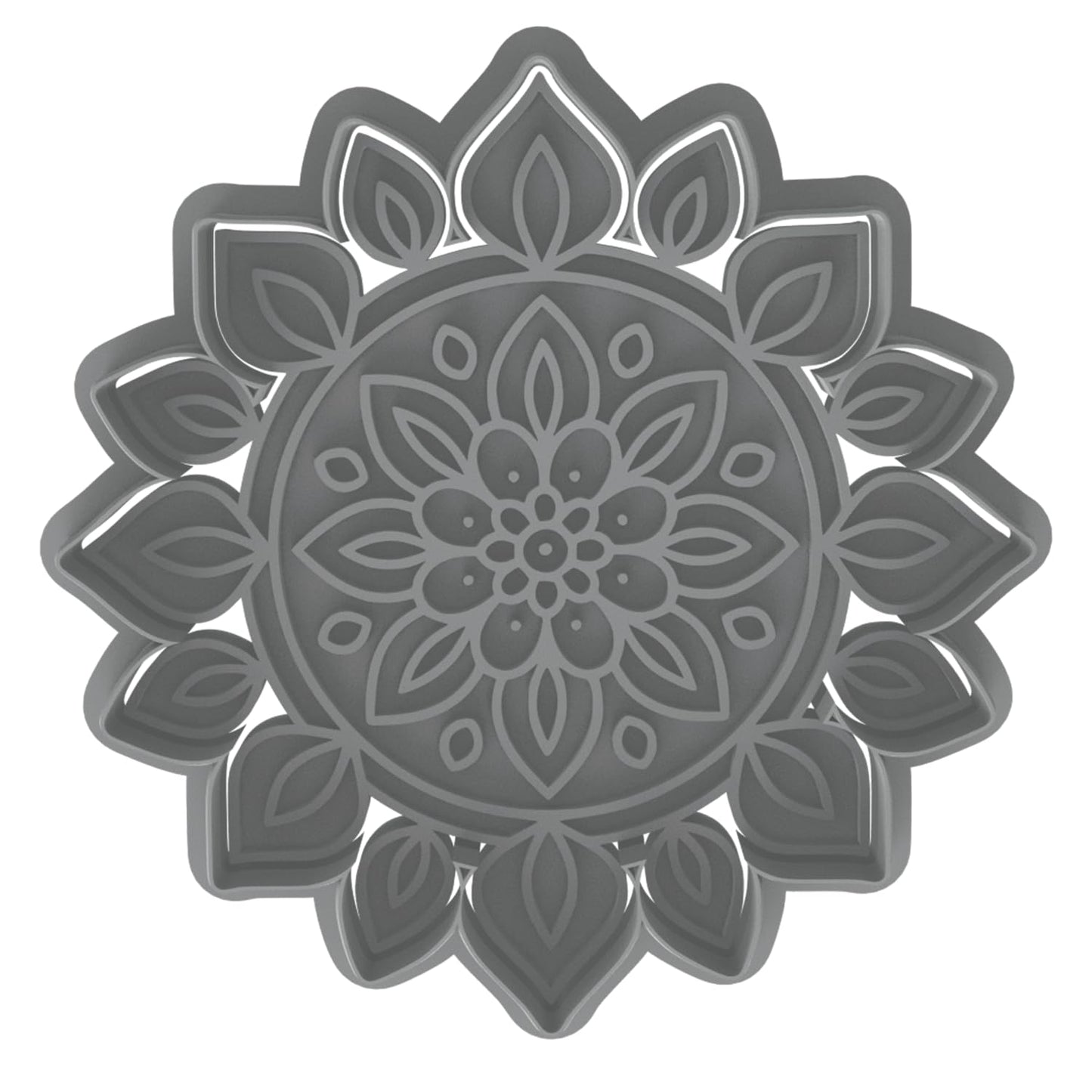 Floral Mandala Cookie Cutter & Stamp 4x4" for Baking Fondant Clay Embosser