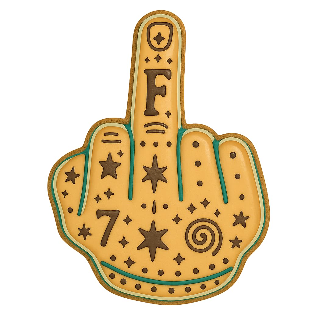 Detailed Middle Finger Gesture Cookie Cutter and Stamp Set - Embossed Design, Bold and Hilarious, 4 Inches Tall (Random Colors)