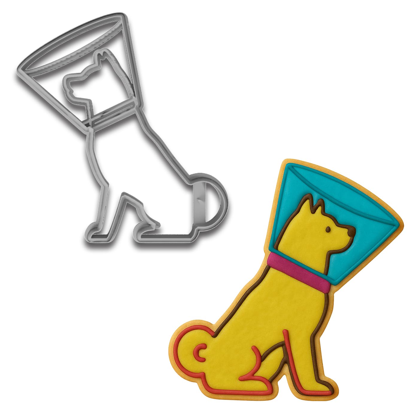 Cone of Shame Dog Cookie Cutter - 4x3.67 Inches, Hilarious Veterinary-Themed Baking Mold