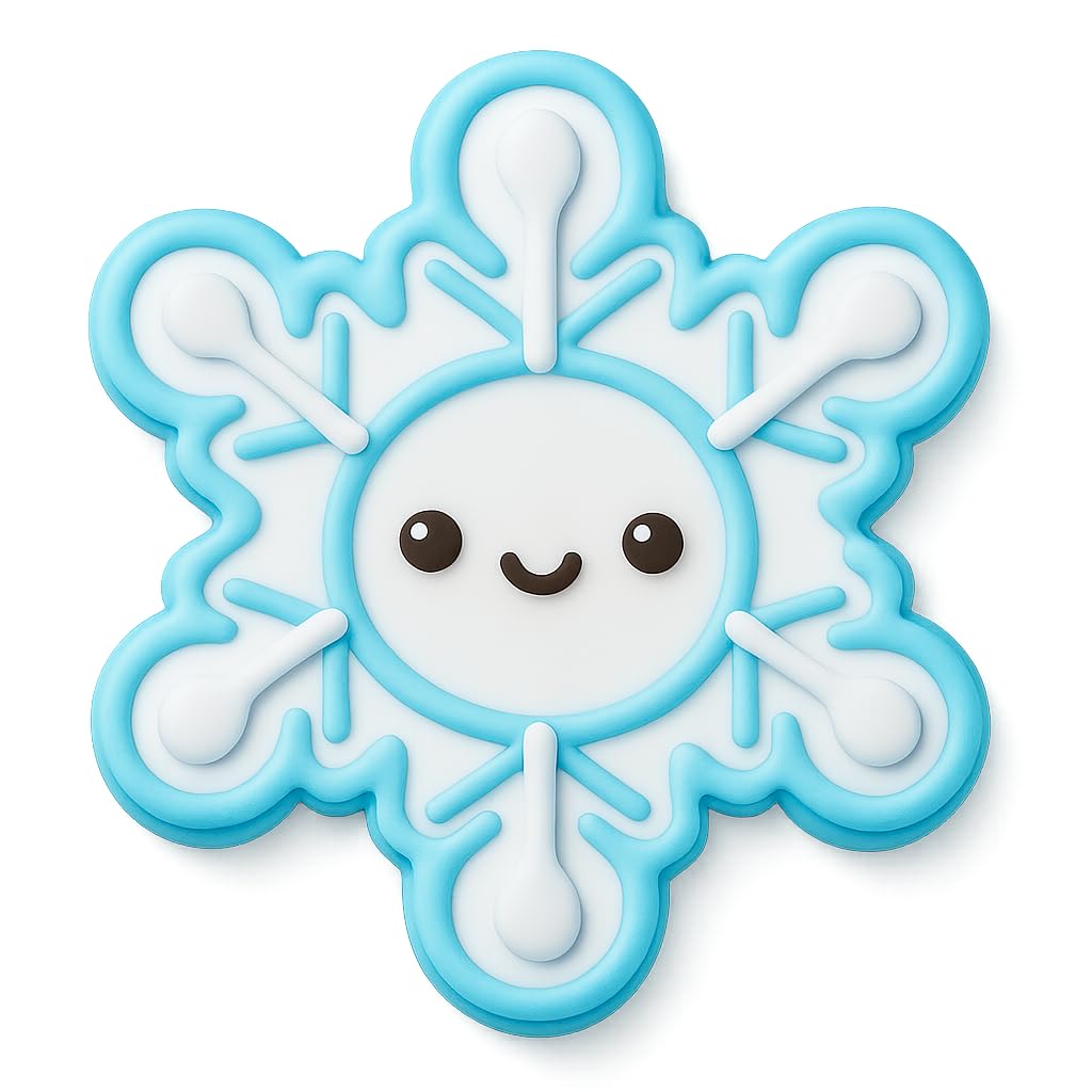 Kawaii Snowflake Smiley Cookie Cutter - 4x3.43" Fun Winter Baking Tool