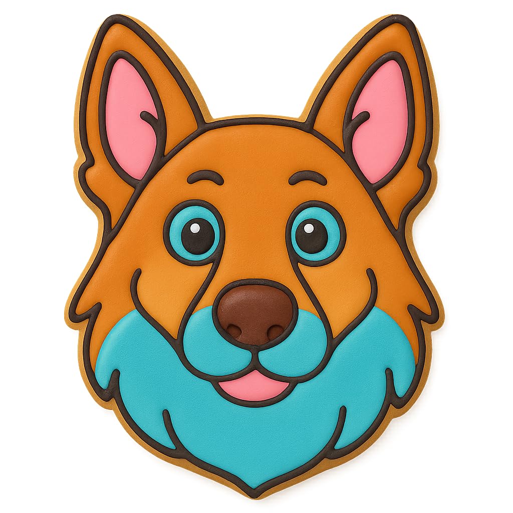 German Shepherd Dog Face Cookie Cutter & Stamp - 4x2.63", Realistic Detail Design (Random Color)