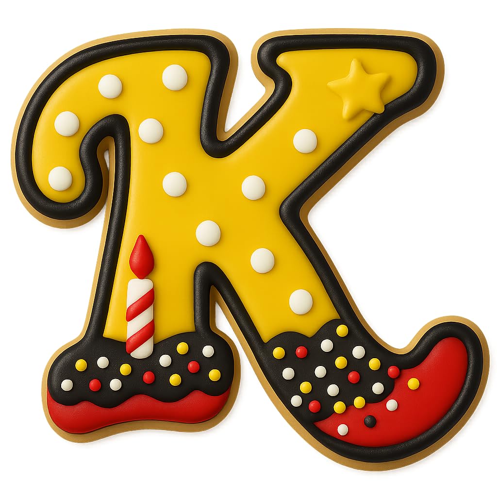 Mighty Gadget Cursive Letter K Cookie Cutter (Random Color) – 4 x 3.21 Inch Script Alphabet Shape for Monogram and Name Cookies
