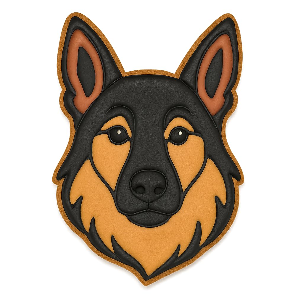 German Shepherd Dog Face Cookie Cutter & Stamp - 4x2.63", Realistic Detail Design (Random Color)