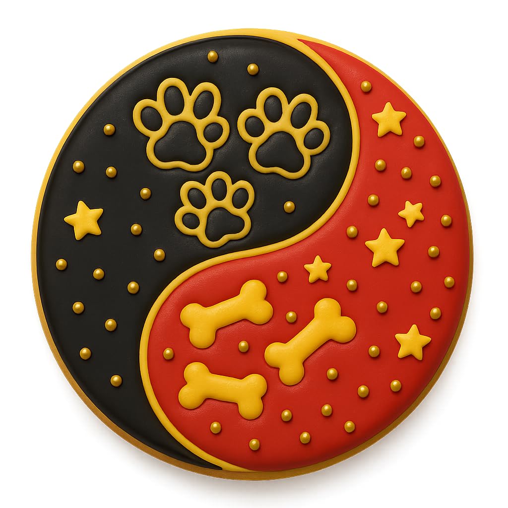 Dog Paw & Bone Yin Yang Cookie Cutter - 4x4 Inches, Fun Pet-Themed Baking Tool