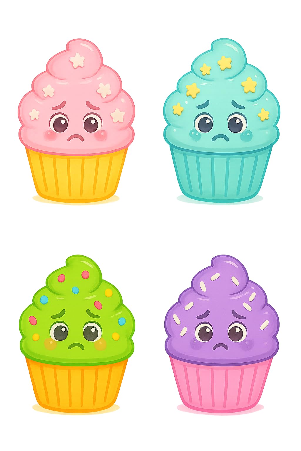 Shy Cupcake Face Cookie Cutter & Stamp 4x3" for Baking Fondant Clay Embosser