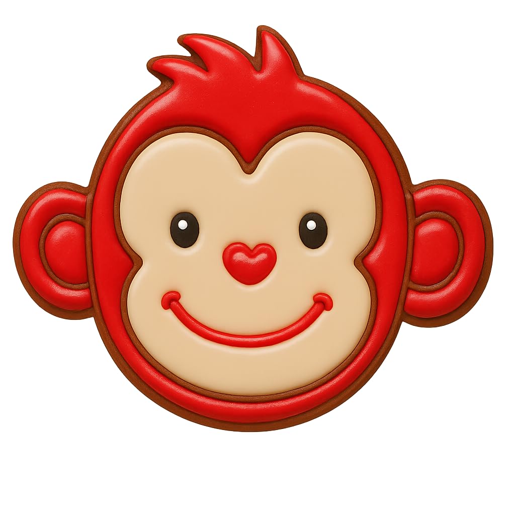 Mighty Gadget Cute Monkey Face Cookie Cutter & Stamp - 4x3.21", Adorable Animal Baking Tool for Kids and Jungle Parties (Random Color)