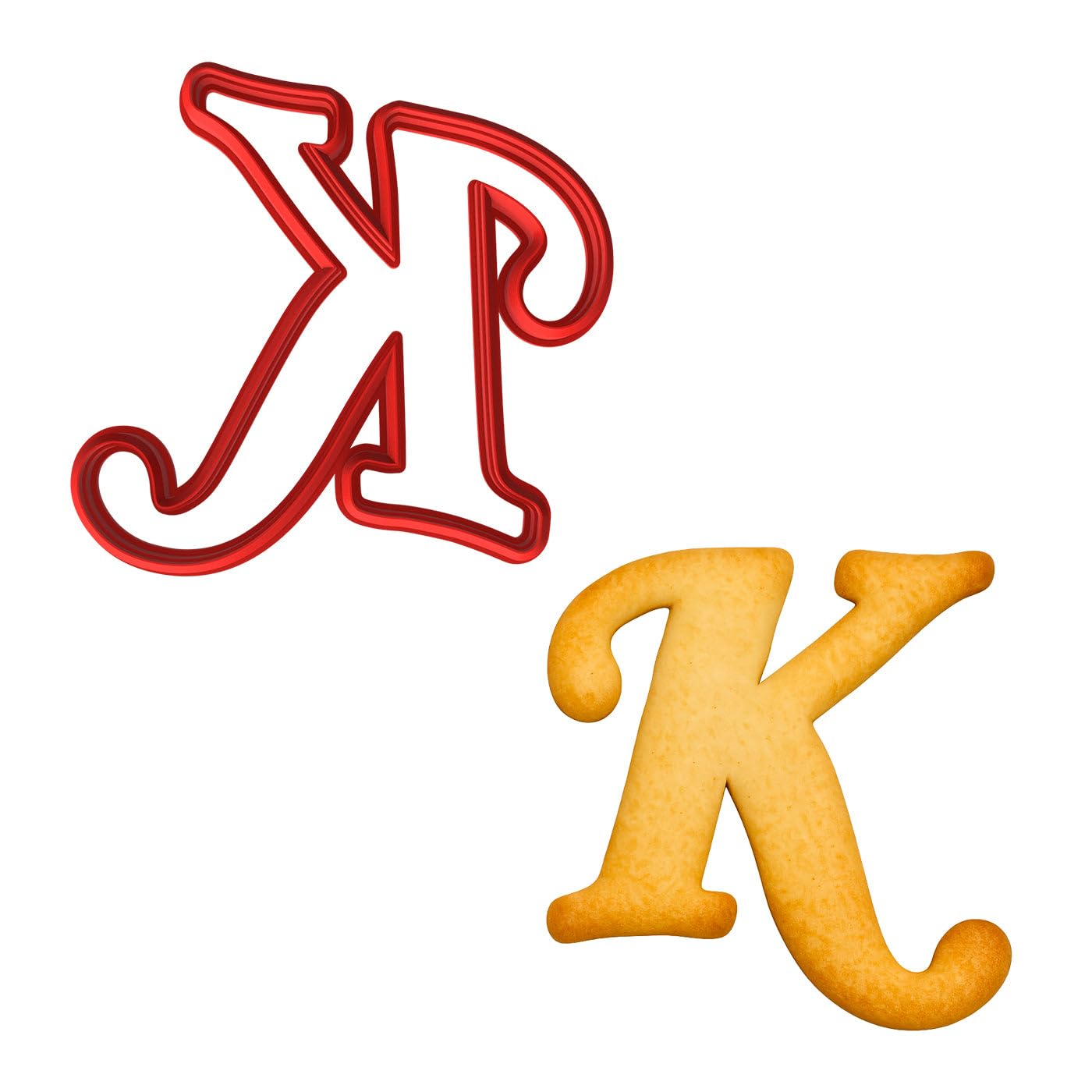Fancy Cursive Letter Cookie Cutter - 4" Tall Alphabet Baking Mold (Random Color)