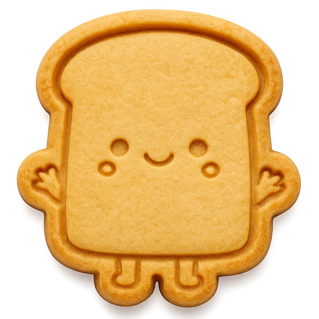 Kawaii Bread Toast Slice Cookie Cutter - 4x3.8" Fun Kids Baking Design