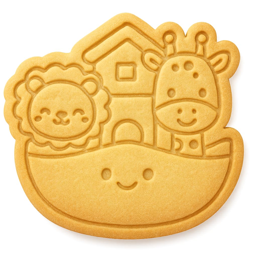 Kawaii Noah's Ark Cookie Cutter - 4x3.8" Fun Animal Birthday Baking