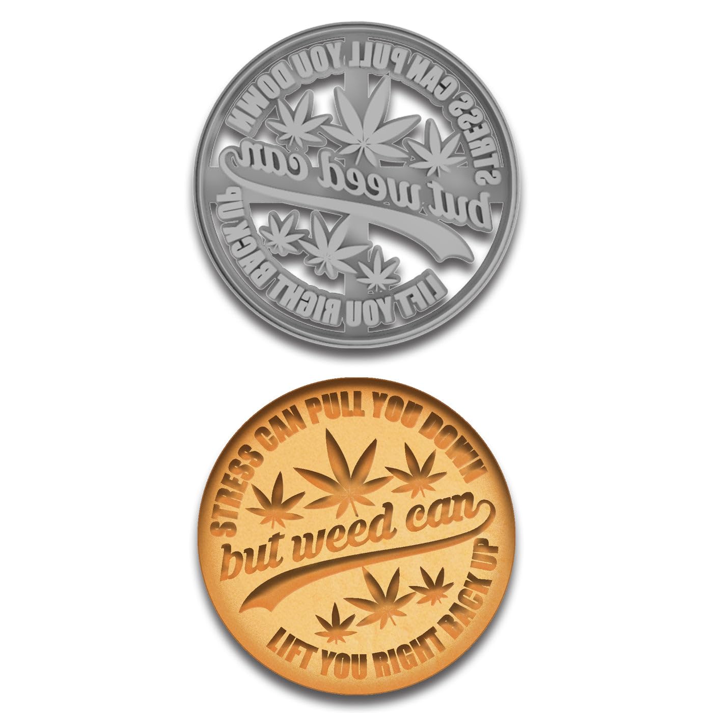 "Stress Can Pull You Down, But Weed Can Lift You Up" Cookie Cutter & Stamp - 4x4", Cannabis-Themed Baking Tool