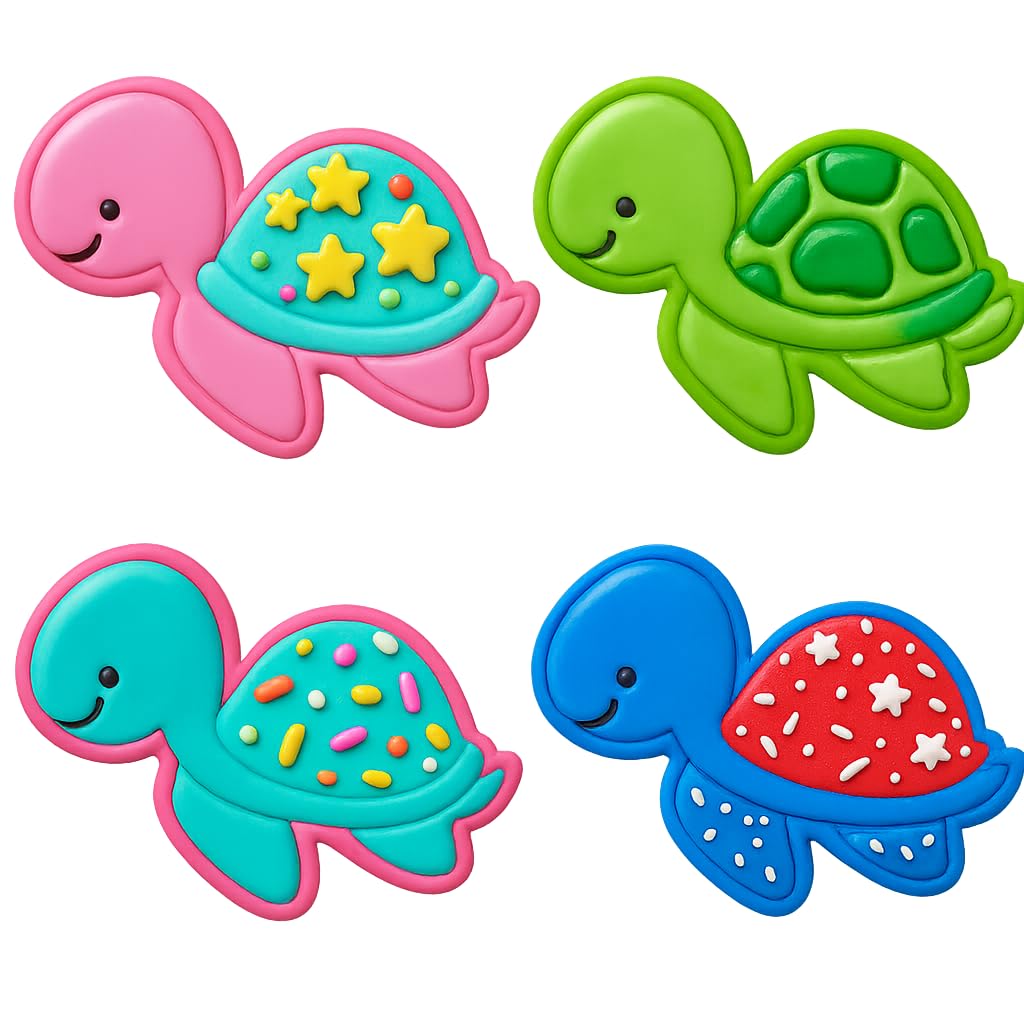 Mighty Gadget Baby Cartoon Turtle Cookie Cutter & Stamp - 4x2.8" Cute Design for Kids' Parties (Random Color)