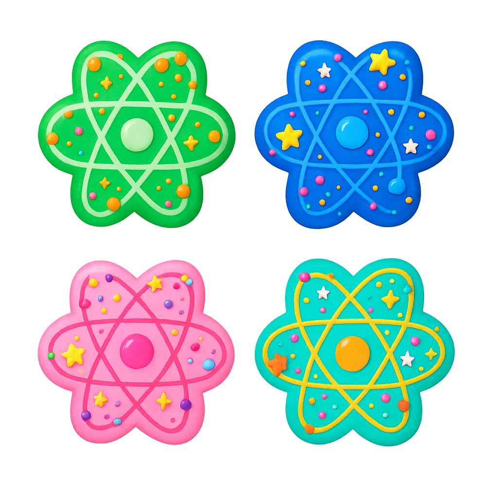 Science Atom Cookie Cutter & Stamp 4x3.5" for Baking Fondant Clay Embosser