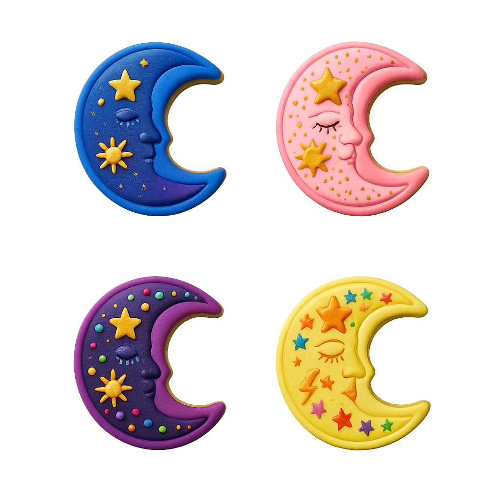 Mighty Gadget Celestial Moon Cookie Cutter & Stamp - 4x2.4" Magical Design for Lunar Themed Baking (Random Color)