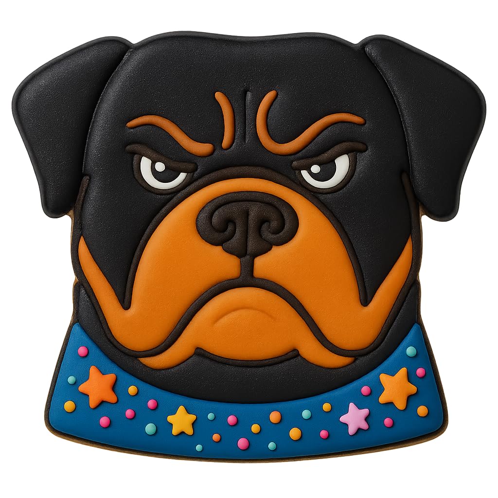 Mighty Gadget Angry Rottweiler Dog Cookie Cutter & Stamp - 4x3.63", Fierce Pup Design for Bold Bakers (Random Color)