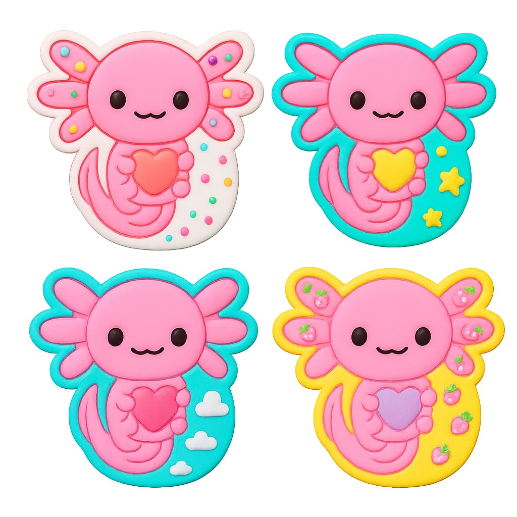Axolotl Holding Heart Cookie Cutter & Stamp 4x3.36" for Baking Fondant Clay