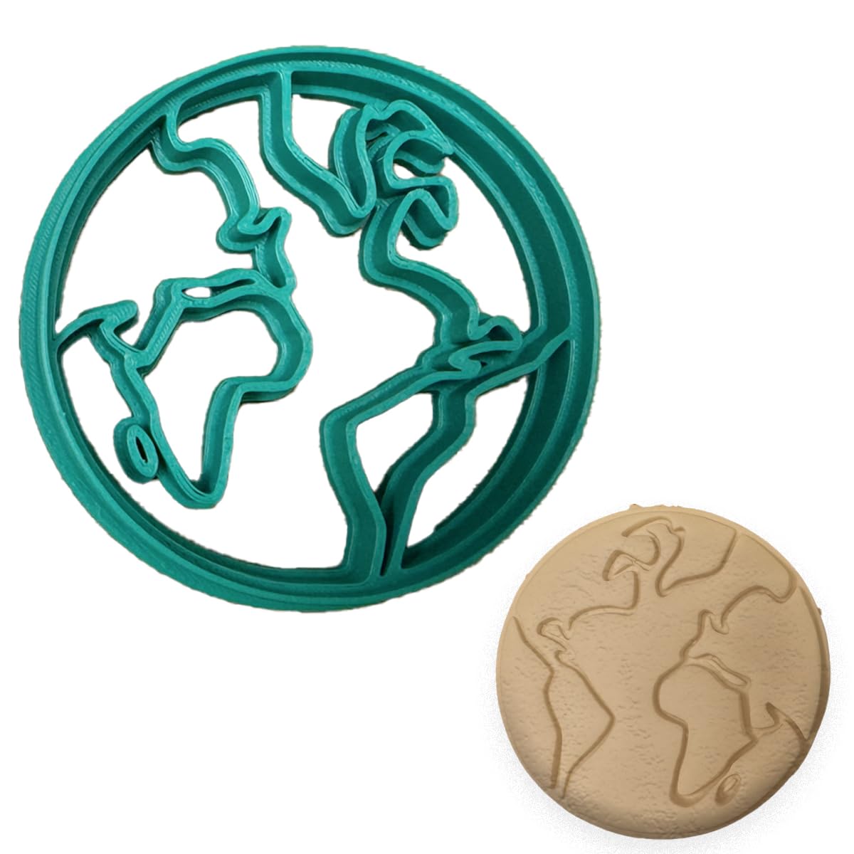 Earth Map Cookie Cutter – Geography and Travel Themed Baking Tool (3.5 x 3.5 inches)