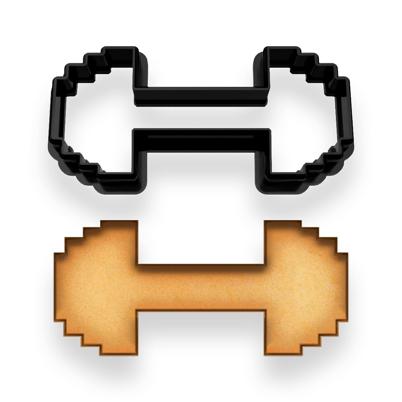 Pixel Barbell Dumbbell Cookie Cutter 4x1.75" for Baking & Fondant Clay Gifts