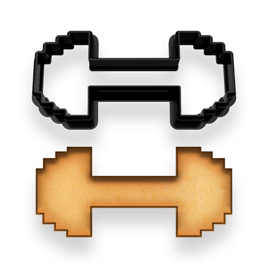 Pixel Barbell Dumbbell Cookie Cutter 4x1.75" for Baking & Fondant Clay Gifts