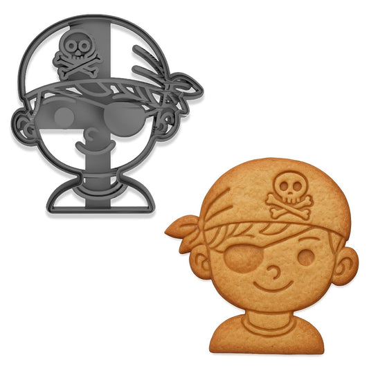 Pirate Boy Cookie Cutter & Stamp 4x3.86" for Baking Fondant Clay Embosser Gifts
