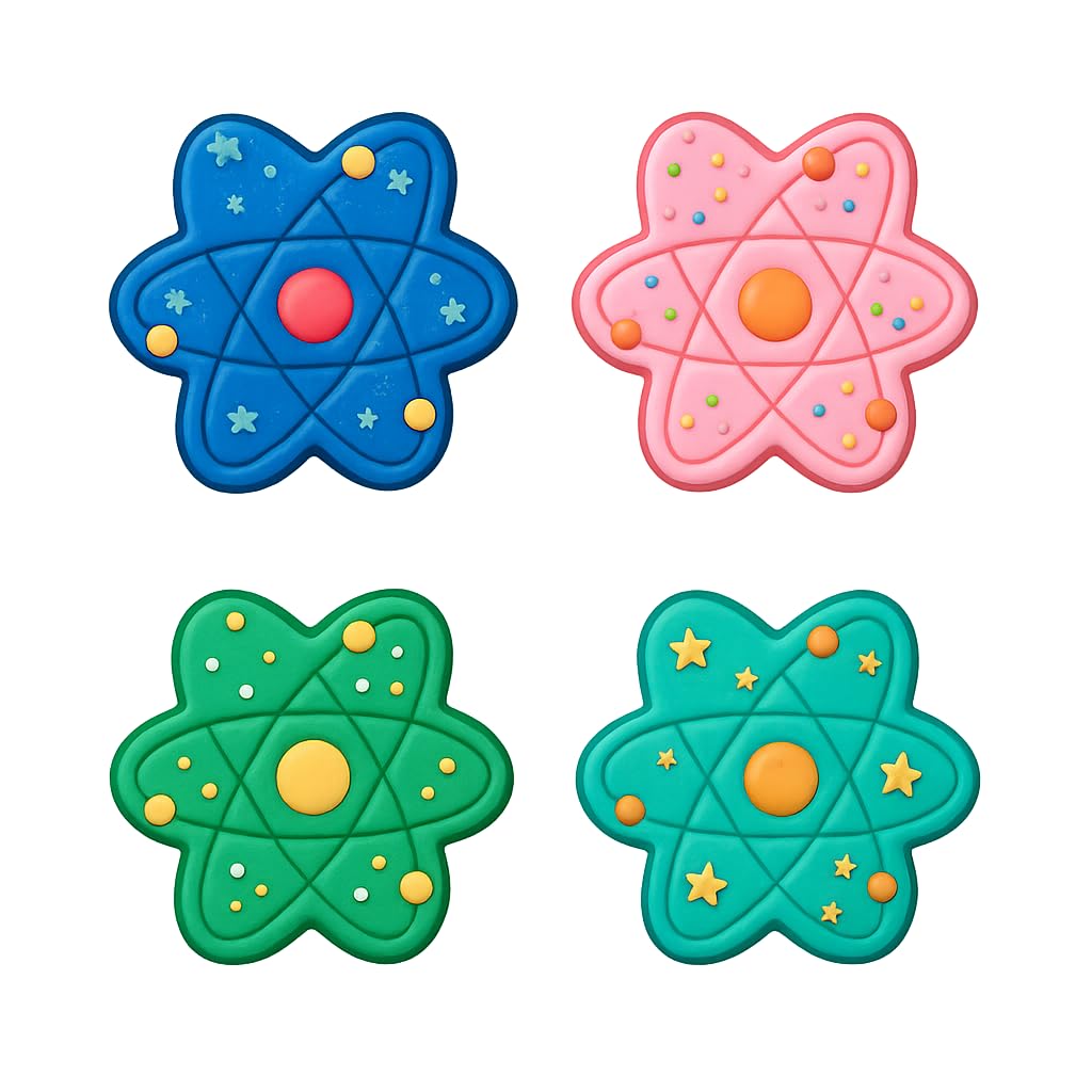 Science Atom Cookie Cutter & Stamp 4x3.5" for Baking Fondant Clay Embosser