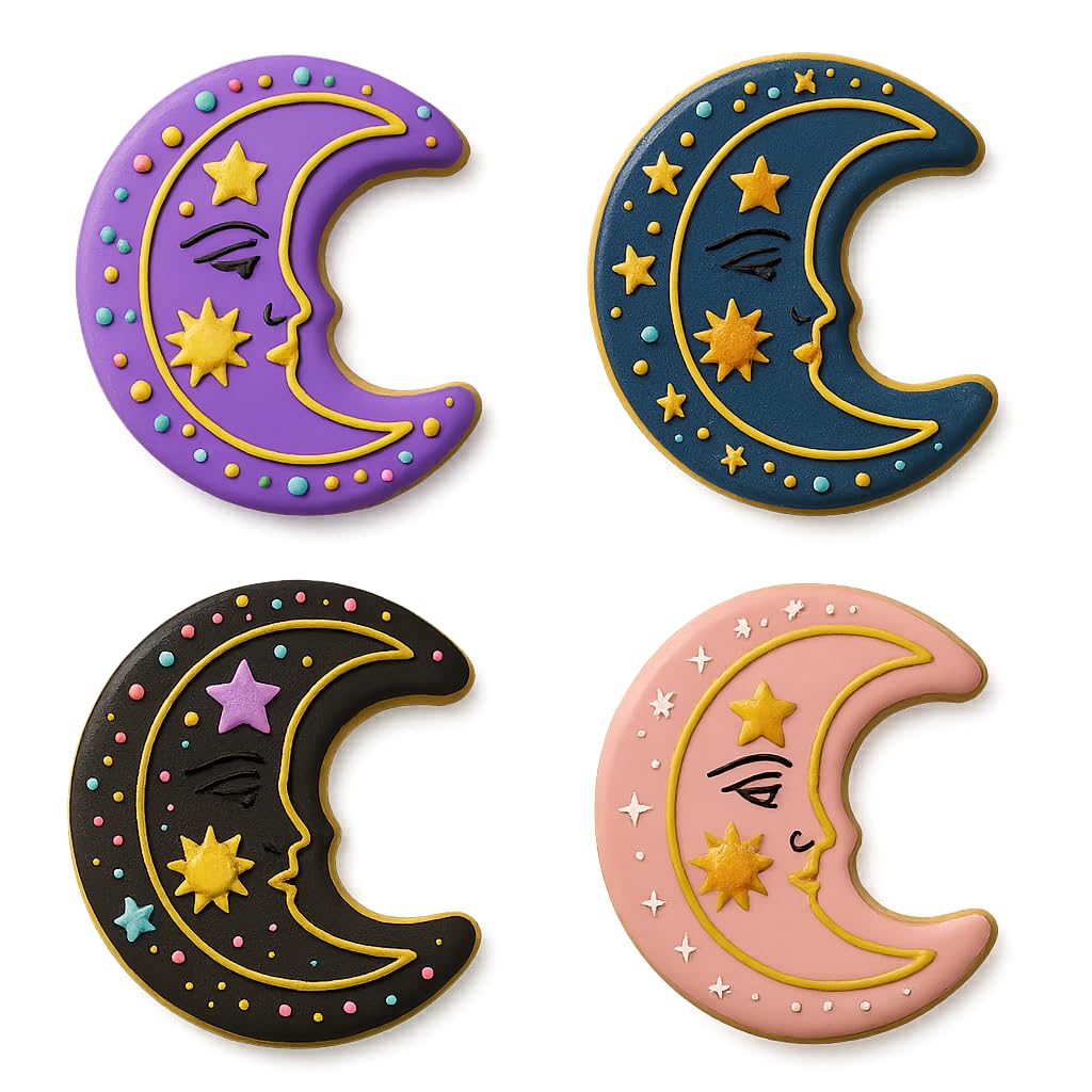 Mighty Gadget Celestial Moon Cookie Cutter & Stamp - 4x2.4" Magical Design for Lunar Themed Baking (Random Color)