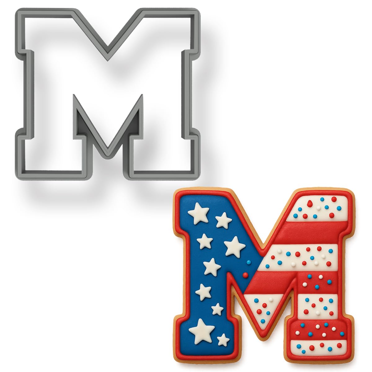 Mighty Gadget Varsity Letter M Cookie Cutter 3 Inch (Random Color)