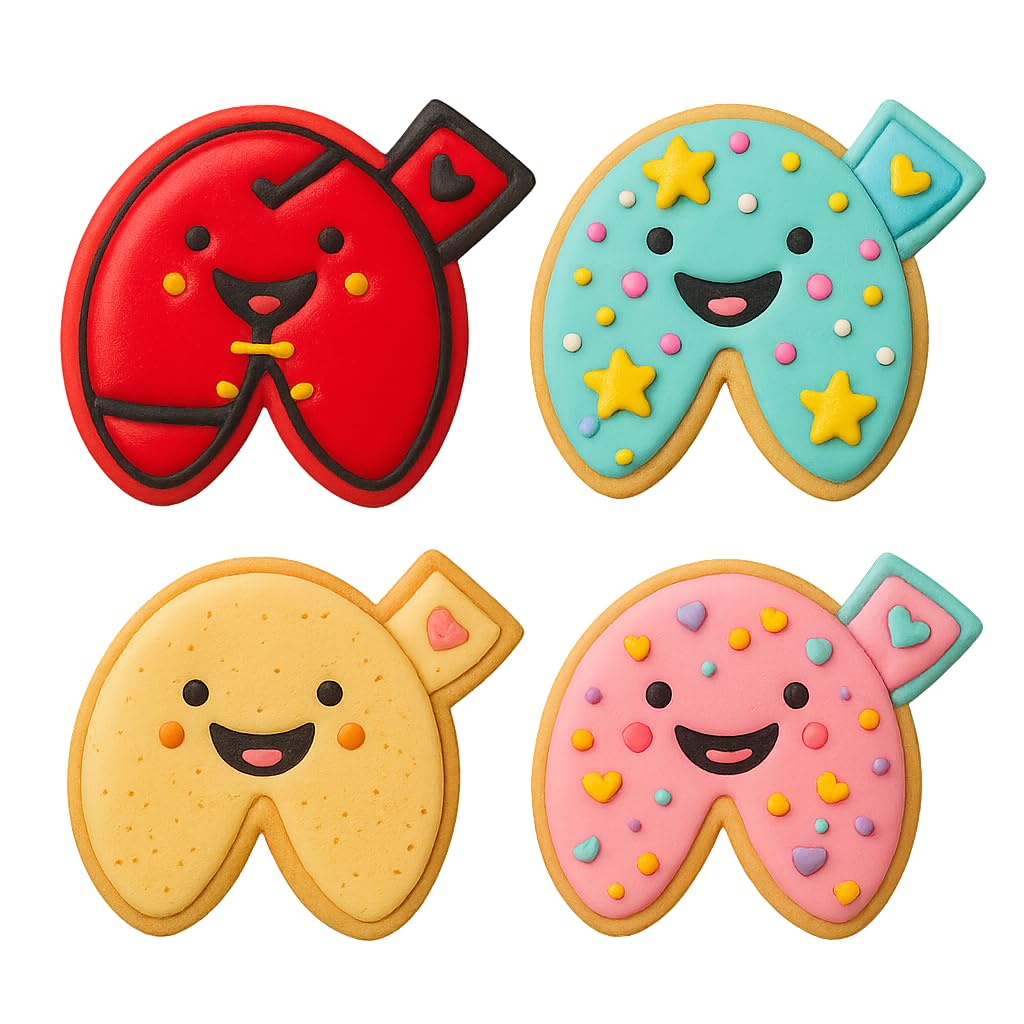 Mighty Gadget Happy Fortune Cookie Shape Cookie Cutter & Stamp - 4x3.2" Easy Release for Fun Baking Adventures (Random Color)