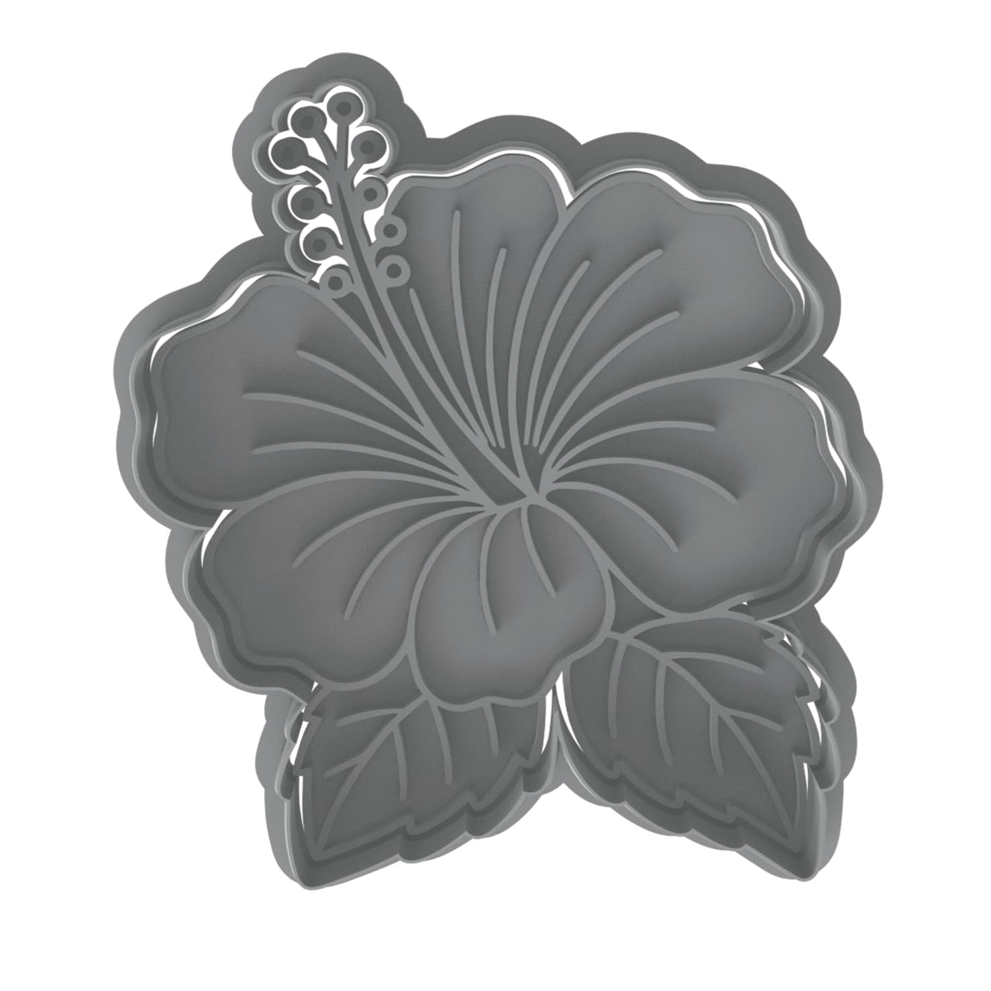 Hibiscus Flower Cookie Cutter & Stamp 4x3.2" for Baking Fondant Clay Embosser