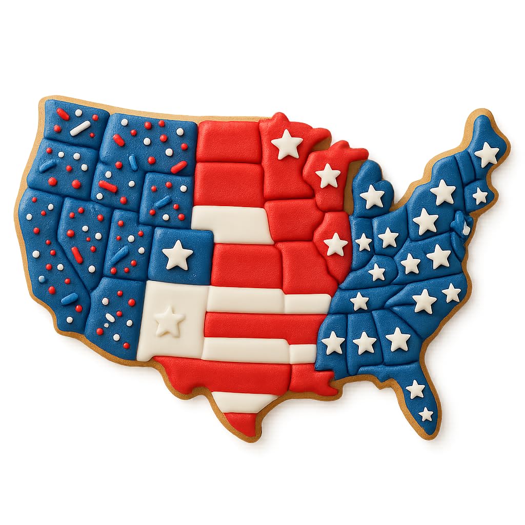 Mighty Gadget Realistic Detailed United States Map Cookie Cutter - Easy Push Design, Ideal for Geography Enthusiasts, Education, and Celebrations (3.25 x 4.75 inches)