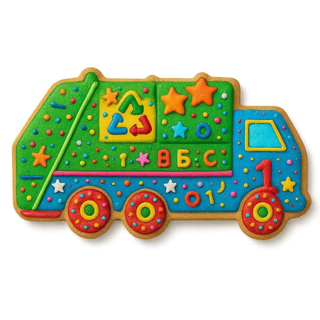 Garbage Truck Cookie Cutter & Stamp for Baking Fondant Clay Embosser Gifts
