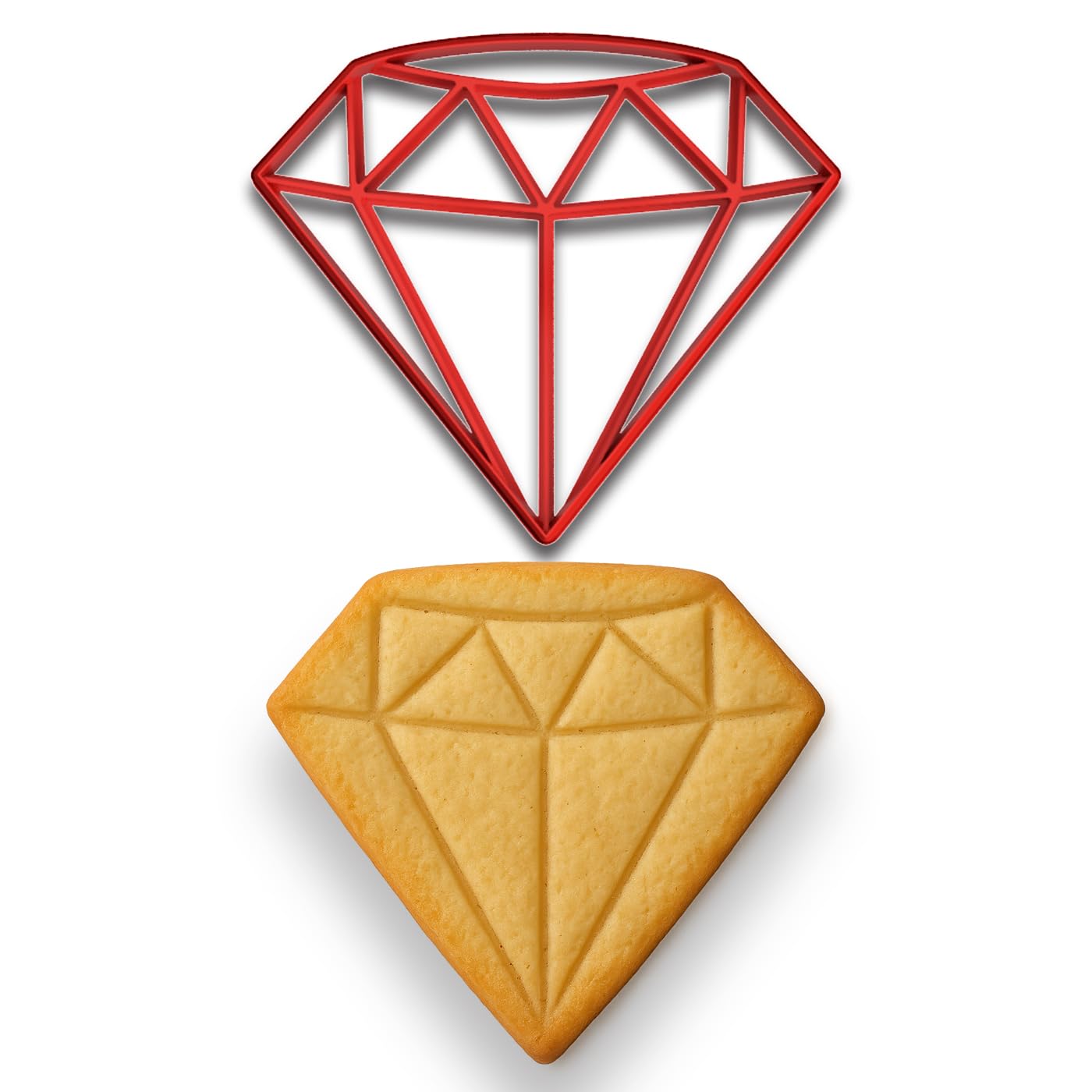 Diamond Cookie Cutter & Stamp - 4x3.42 Inches, Elegant Gem Shape for Baking & Fondant
