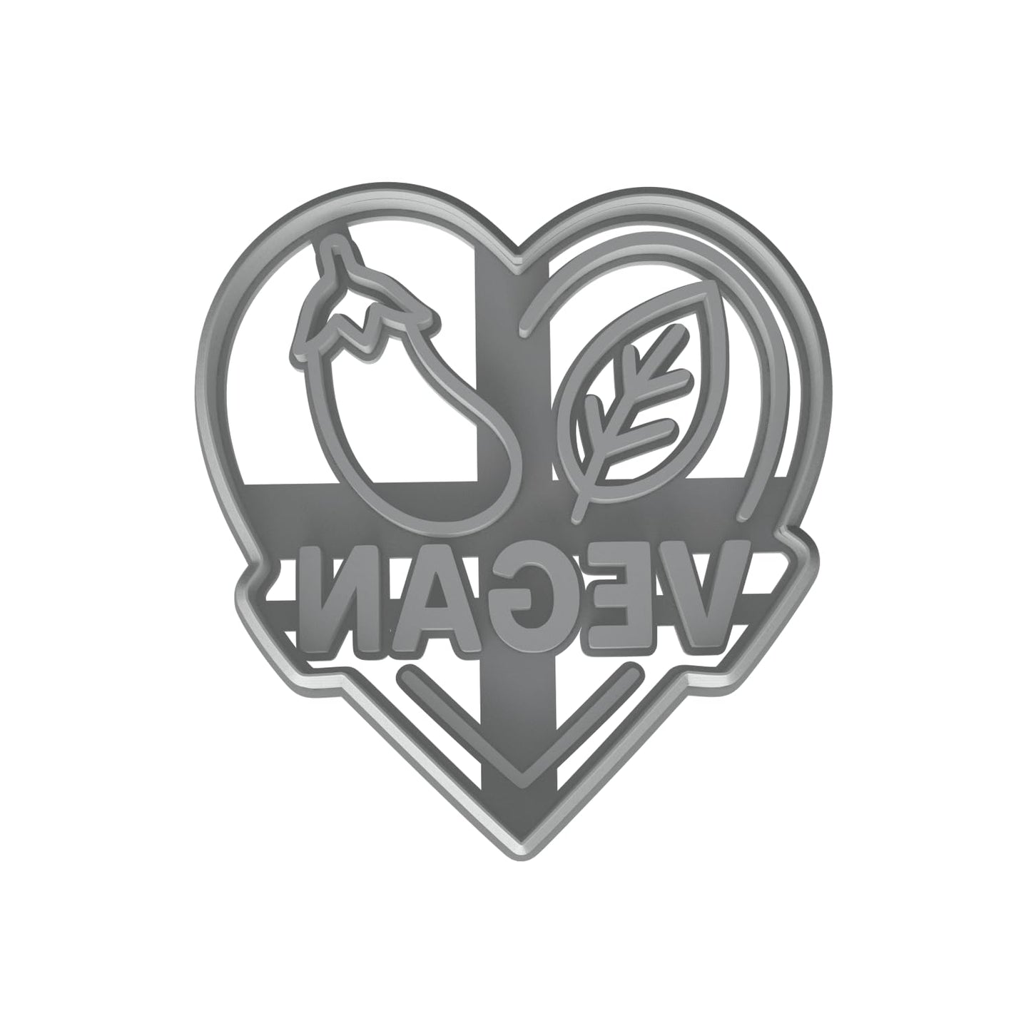 Mighty Gadget Leaf and Eggplant Heart Cookie Cutter & Stamp - 4x3.76" Unique Shape for Vegan Events (Random Color)