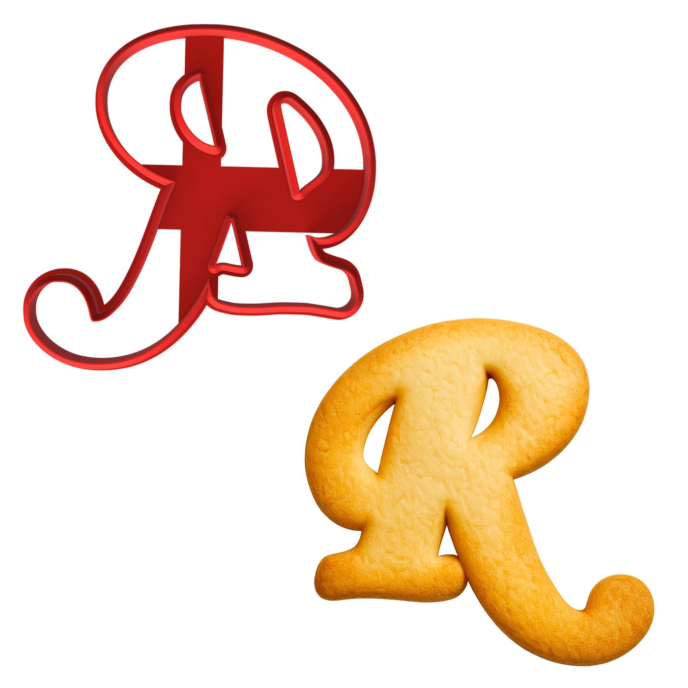 Fancy Cursive Letter Cookie Cutter - 4" Tall Alphabet Baking Mold (Random Color)
