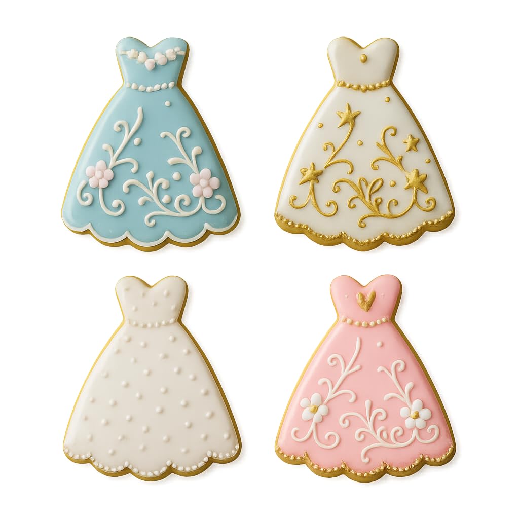 Mighty Gadget Elegant Wedding Dress Cookie Cutter & Stamp - 4x2.5" Romantic Design for Bridal Showers (Random Color)