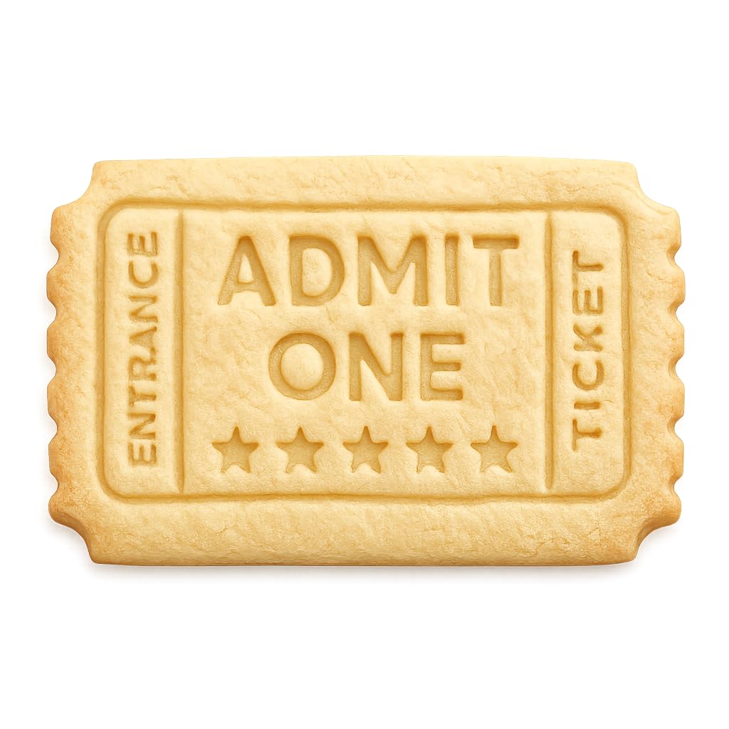 Admit One Ticket Cookie Cutter & Stamp 4x2.4" for Baking Fondant Clay Embosser