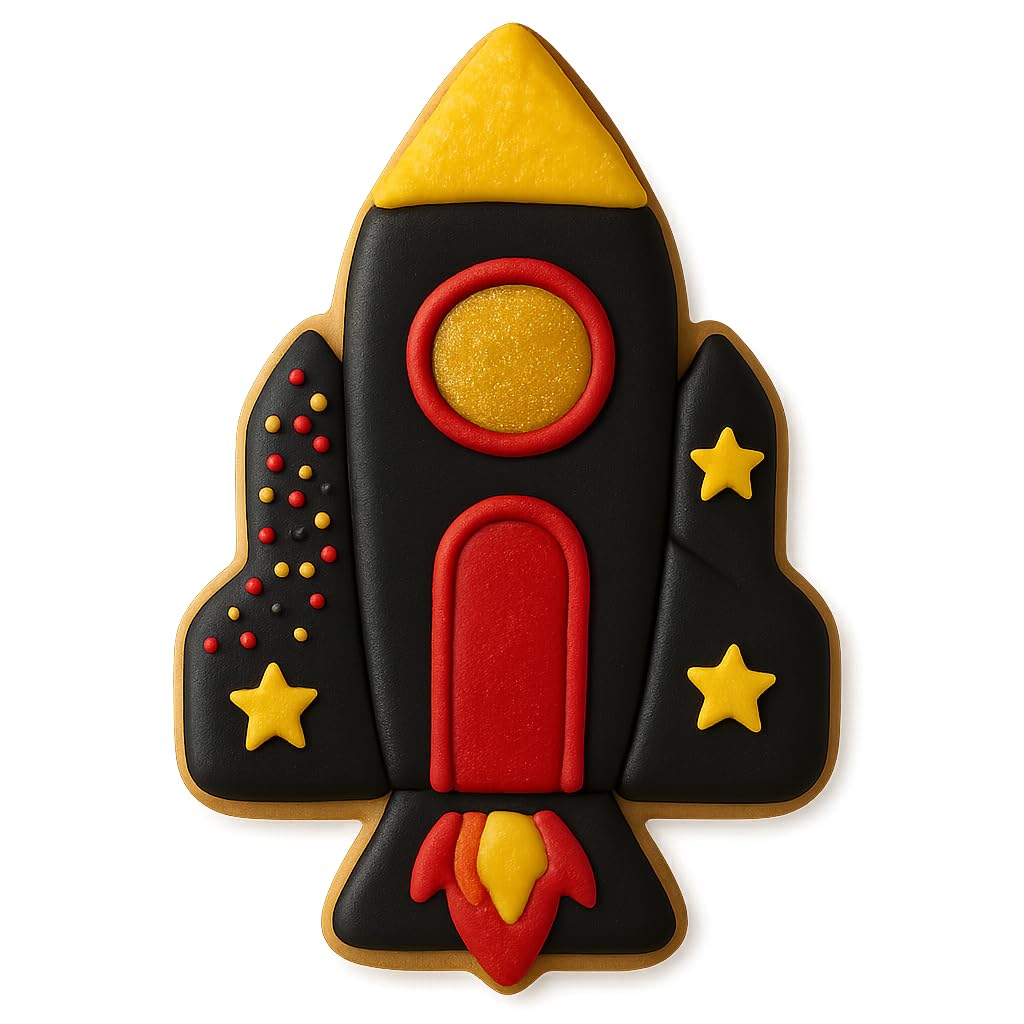 Space Rocket Cookie Cutter & Stamp 4x2.6" for Baking & Fondant Clay Embosser
