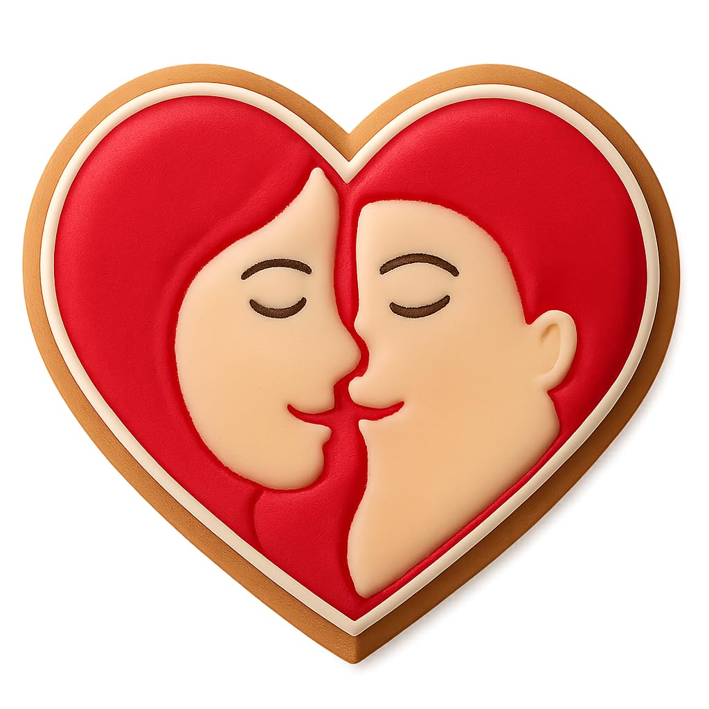 Loving Heart Kiss Cookie Cutter - 4x3.5" Premium Baking Design Fun
