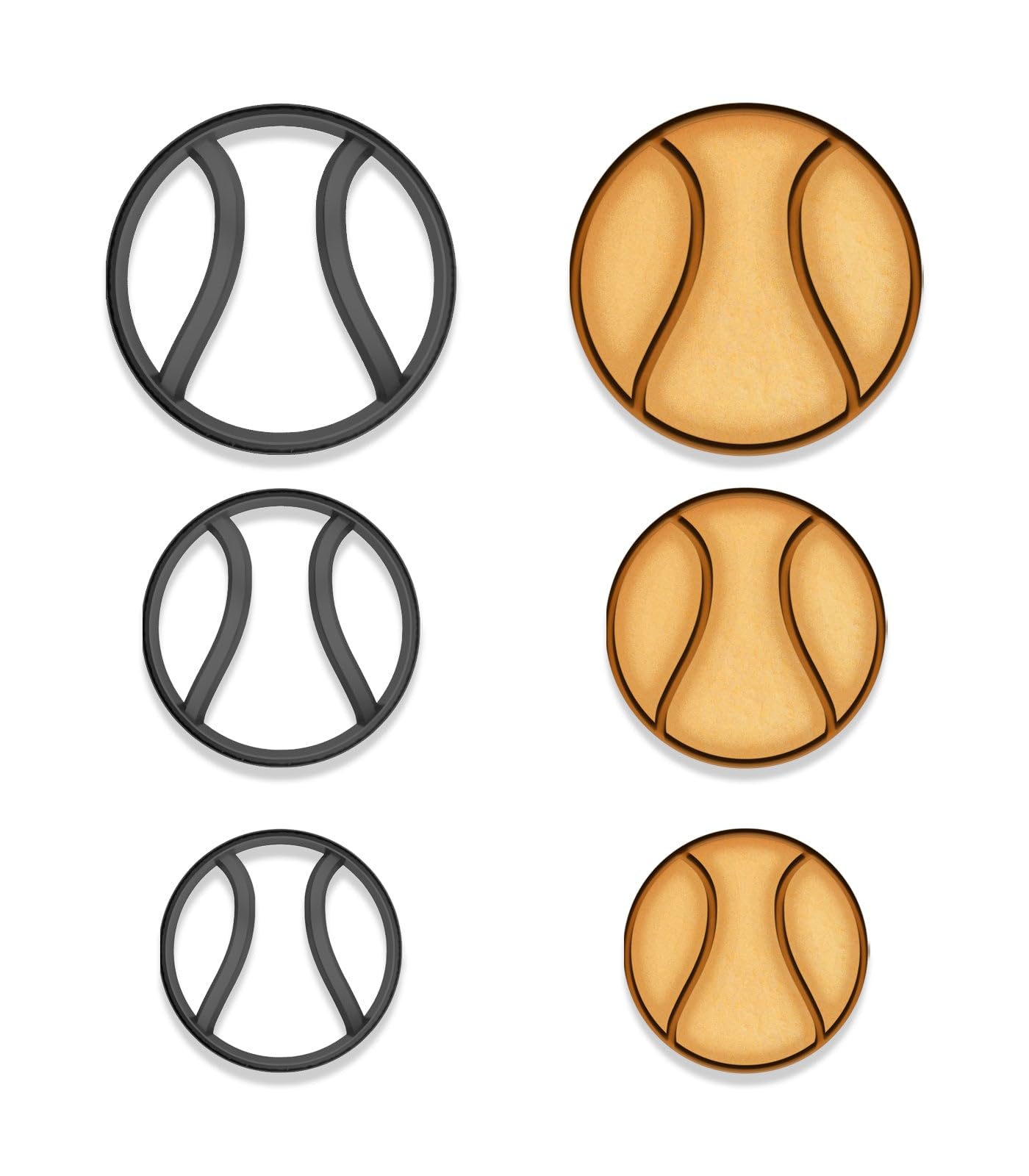 Tennis Ball Cookie Cutter Set (4", 3", 2") – Perfect for Sports Parties, Baking, Fondant, Crafts, and Tennis Fan Gifts (Random Color)