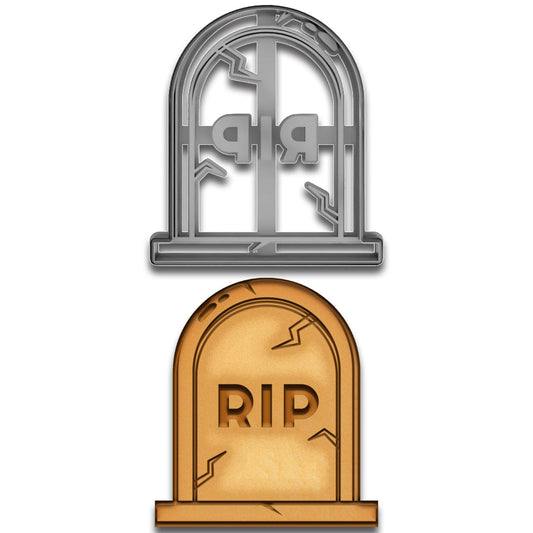 RIP Tombstone Cookie Cutter & Stamp 4x3.56" for Baking Fondant Clay Embosser