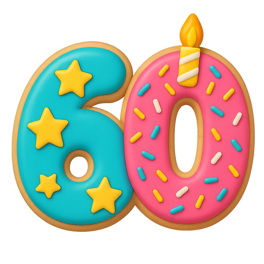Number 60 Cookie Cutter (3x4") - Made in USA by Mighty Gadget - Perfect for 60th Birthdays and Anniversaries (Random Color)
