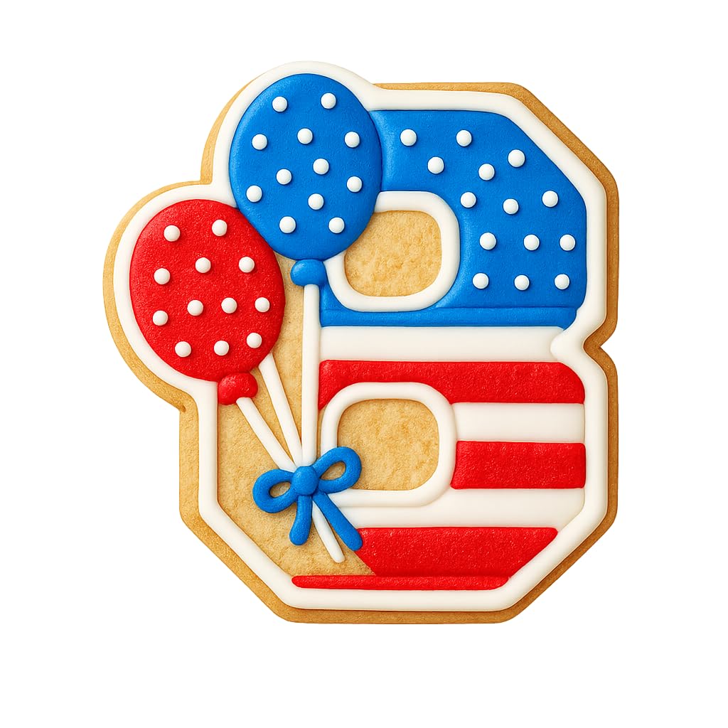 Mighty Gadget Number 8 with Balloons Cookie Cutter for 8 Year Old - 4x3.63" Birthday Celebration Mold (Random Color)