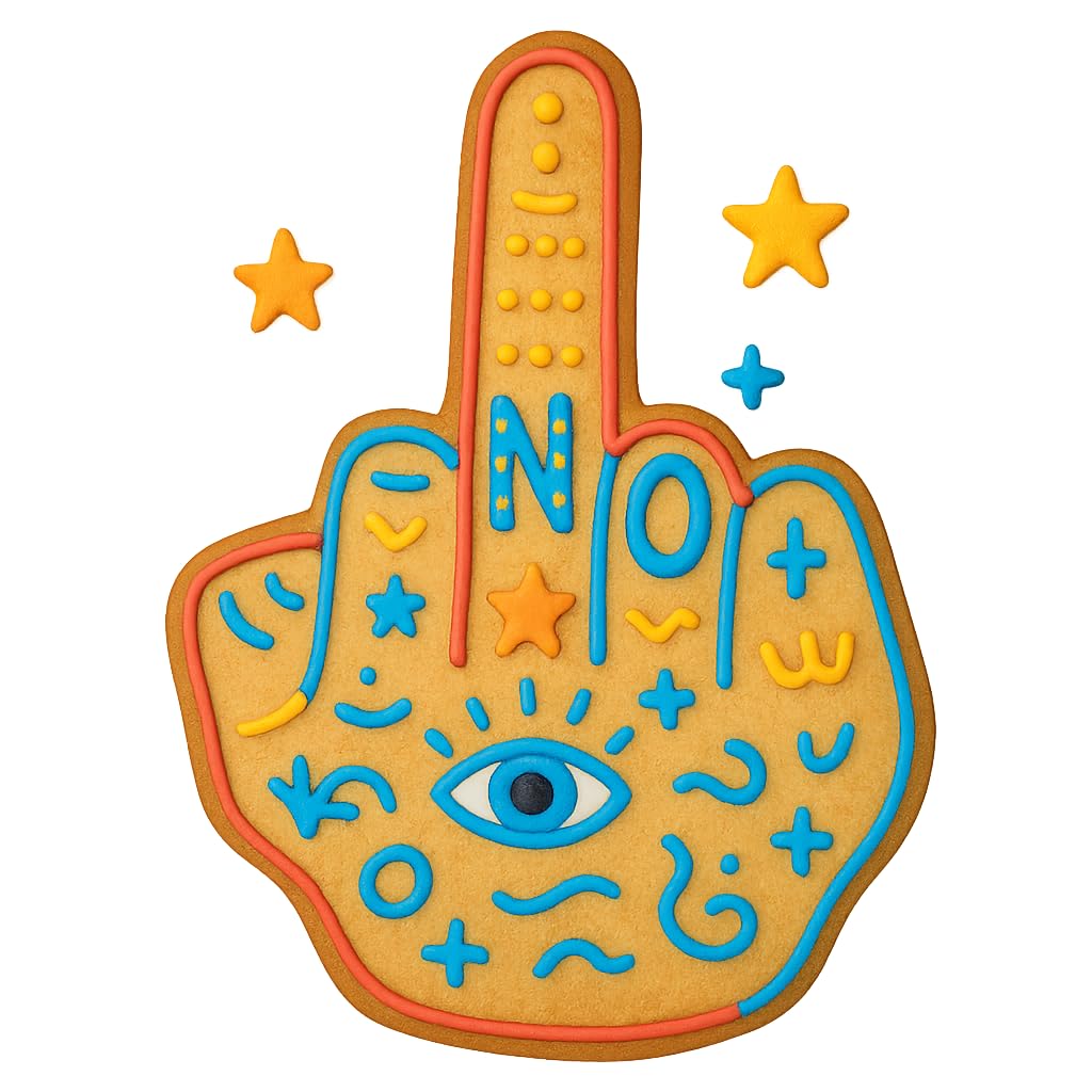 Detailed Middle Finger Gesture Cookie Cutter and Stamp Set - Embossed Design, Bold and Hilarious, 4 Inches Tall (Random Colors)